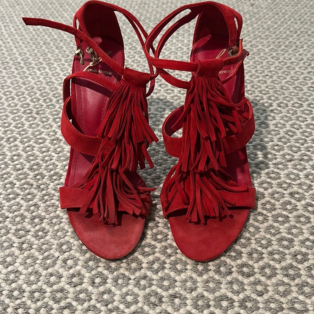Brian Atwood Red Suede Heels